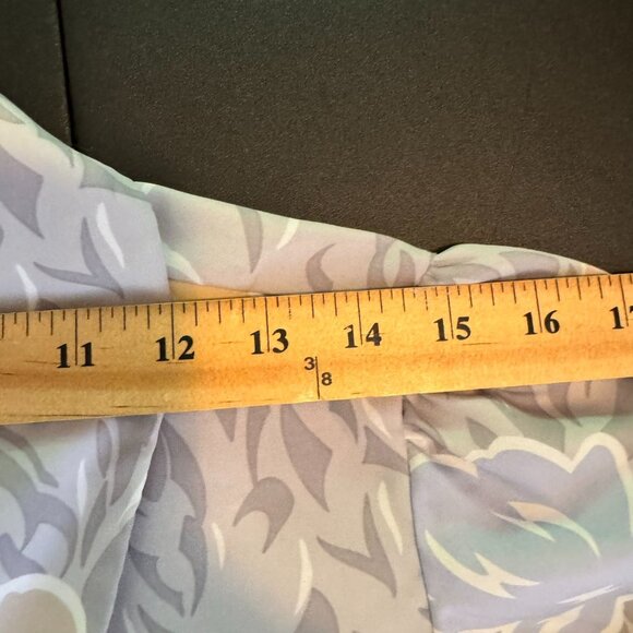 Vintage 70s 80s Gray Floral Long Sleeve Blouse, Oversized Collar, Size 12 - Picture 6 of 8